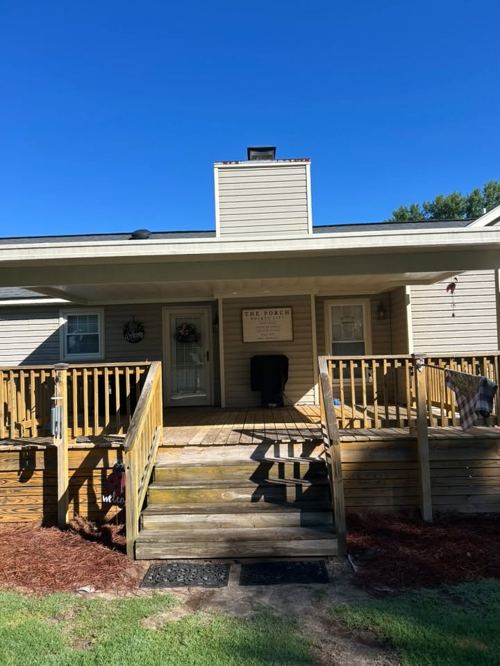 Weathered wood deck and porch before staining